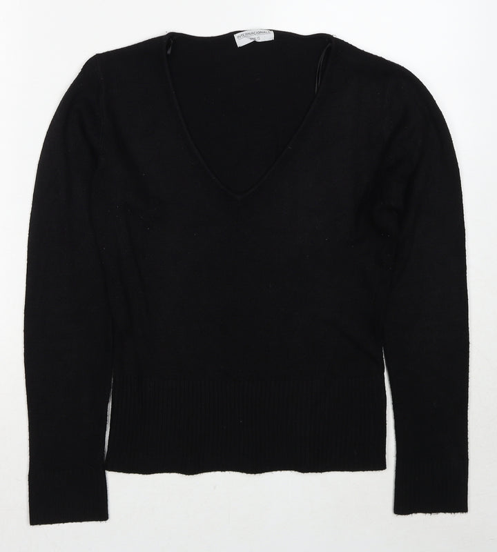 Internacionale Womens Black Round Neck Acrylic Pullover Jumper Size 10