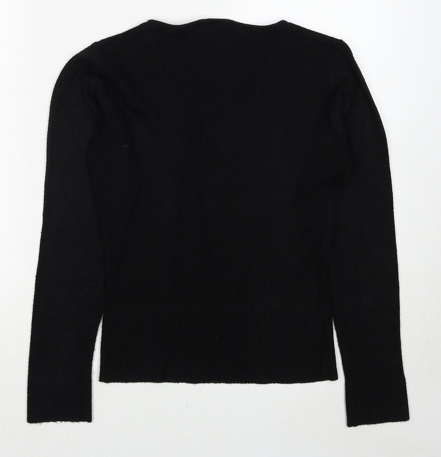 Internacionale Womens Black Round Neck Acrylic Pullover Jumper Size 10