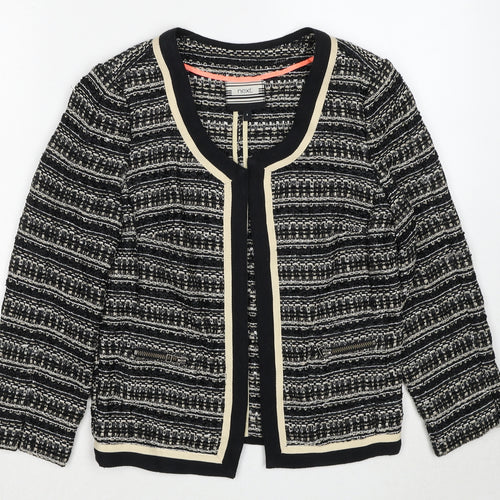 NEXT Womens Black Scoop Neck Striped Polyester Cardigan Jumper Size 8