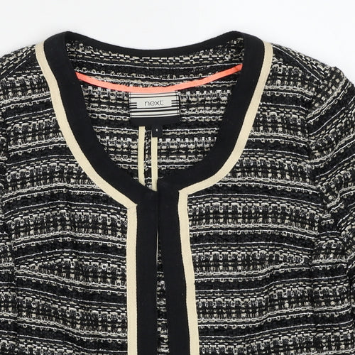 NEXT Womens Black Scoop Neck Striped Polyester Cardigan Jumper Size 8