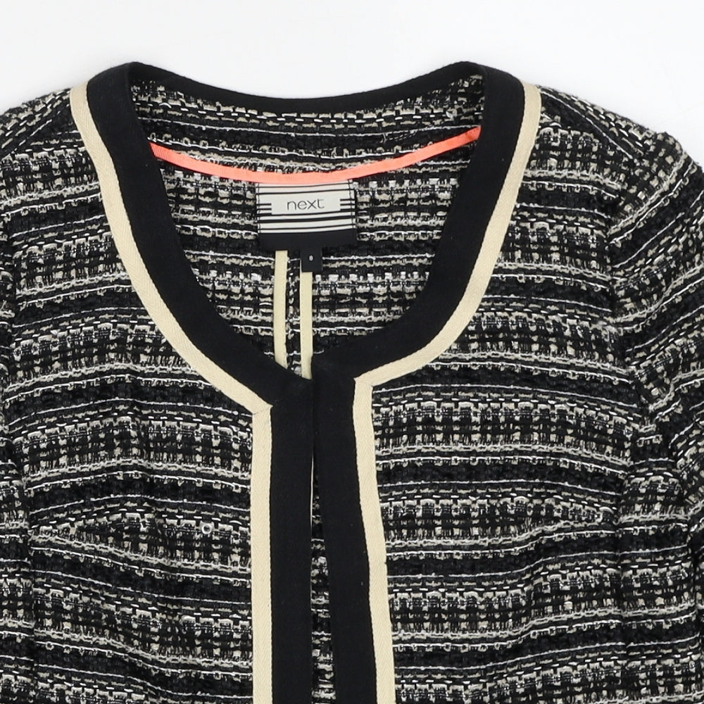 NEXT Womens Black Scoop Neck Striped Polyester Cardigan Jumper Size 8