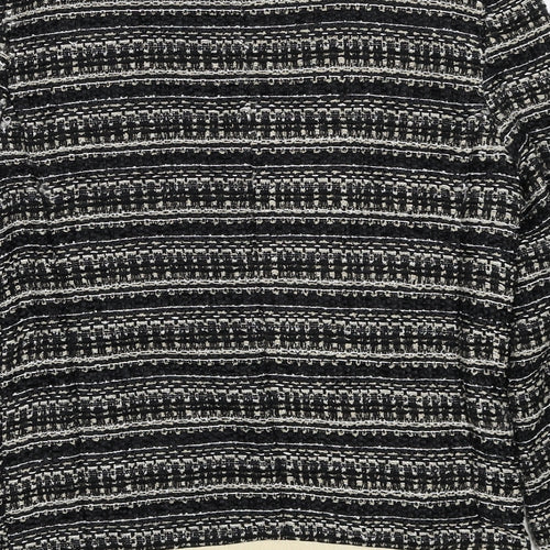 NEXT Womens Black Scoop Neck Striped Polyester Cardigan Jumper Size 8
