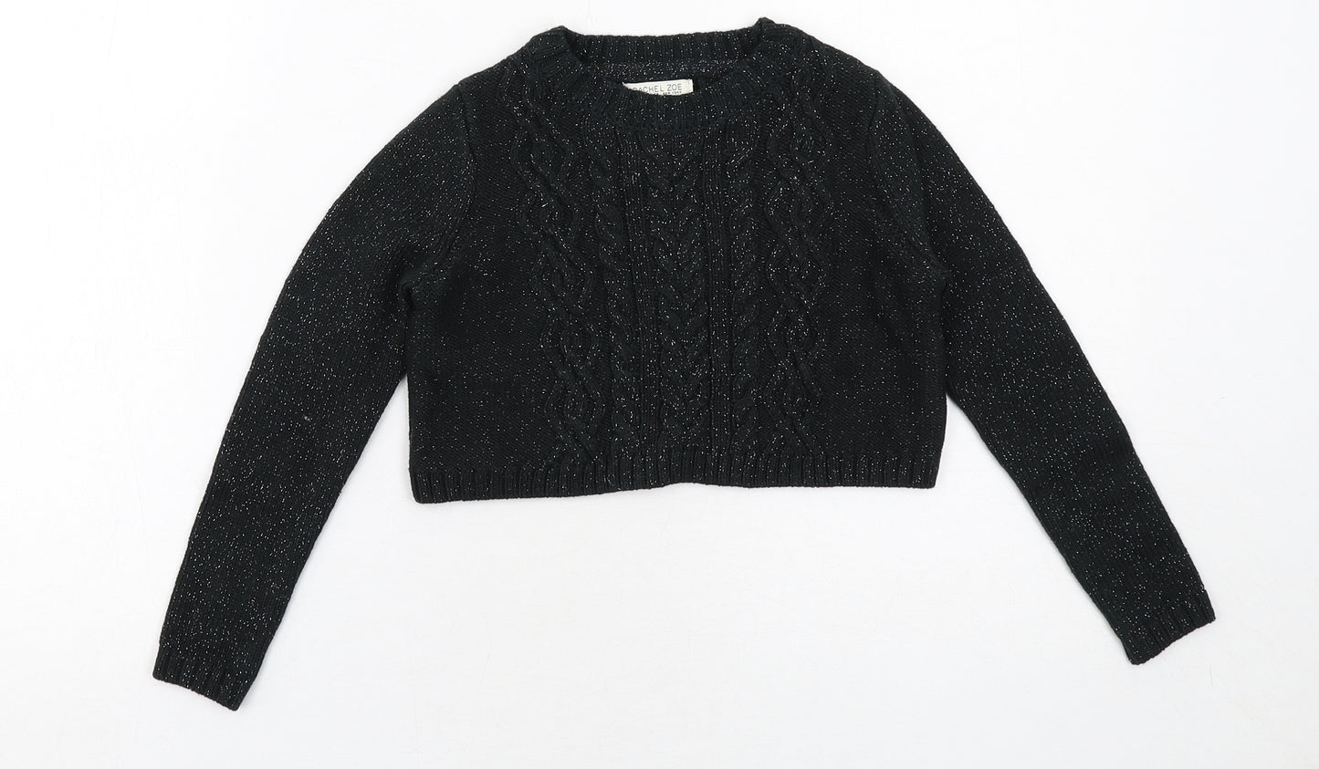 Rachel Zoe Girls Black Round Neck Cotton Pullover Jumper Size 3-4 Years Pullover