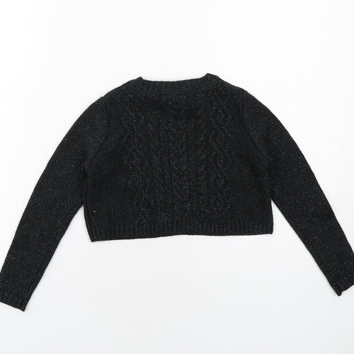 Rachel Zoe Girls Black Round Neck Cotton Pullover Jumper Size 3-4 Years Pullover