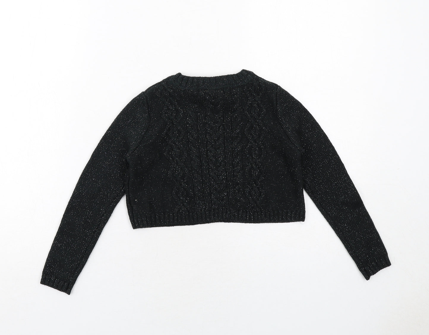 Rachel Zoe Girls Black Round Neck Cotton Pullover Jumper Size 3-4 Years Pullover