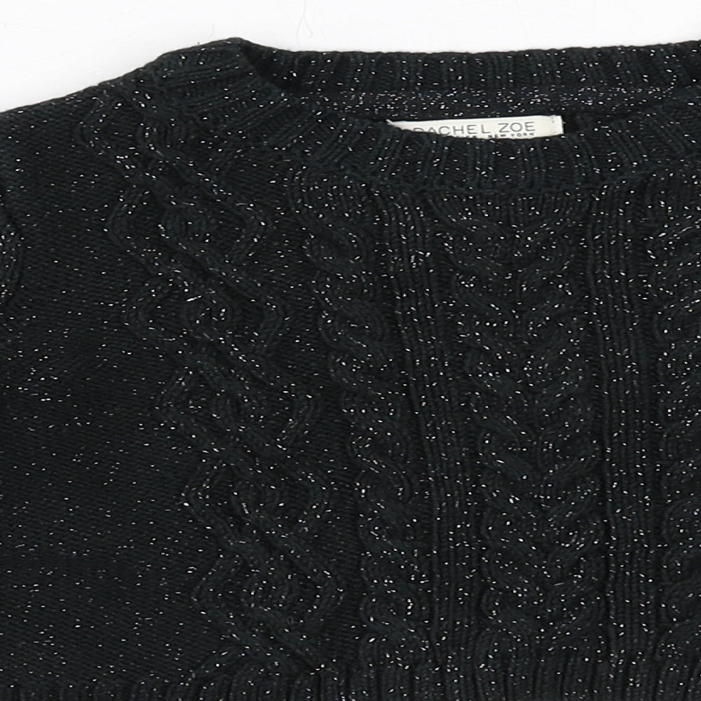 Rachel Zoe Girls Black Round Neck Cotton Pullover Jumper Size 3-4 Years Pullover