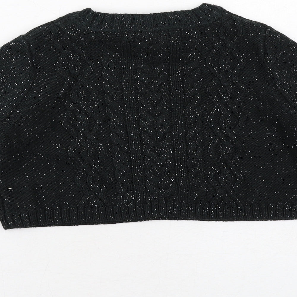 Rachel Zoe Girls Black Round Neck Cotton Pullover Jumper Size 3-4 Years Pullover