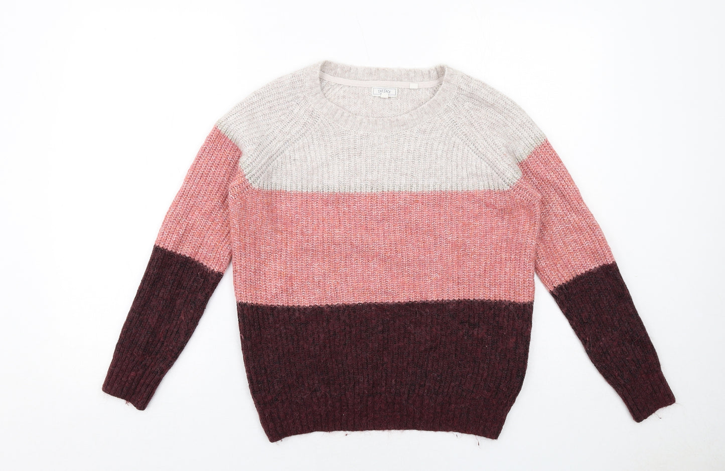 Fat Face Womens Pink Round Neck Nylon Pullover Jumper Size 10 - Colourblock