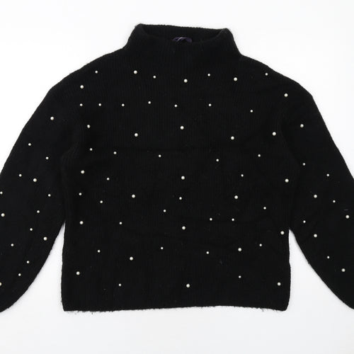Marks and Spencer Womens Black High Neck Acrylic Pullover Jumper Size M
