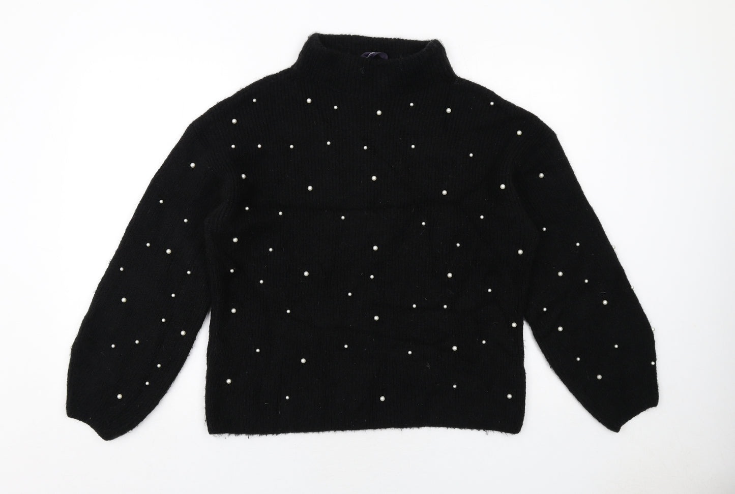 Marks and Spencer Womens Black High Neck Acrylic Pullover Jumper Size M