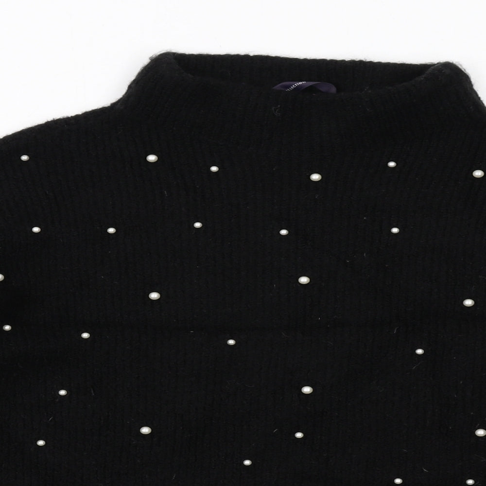 Marks and Spencer Womens Black High Neck Acrylic Pullover Jumper Size M
