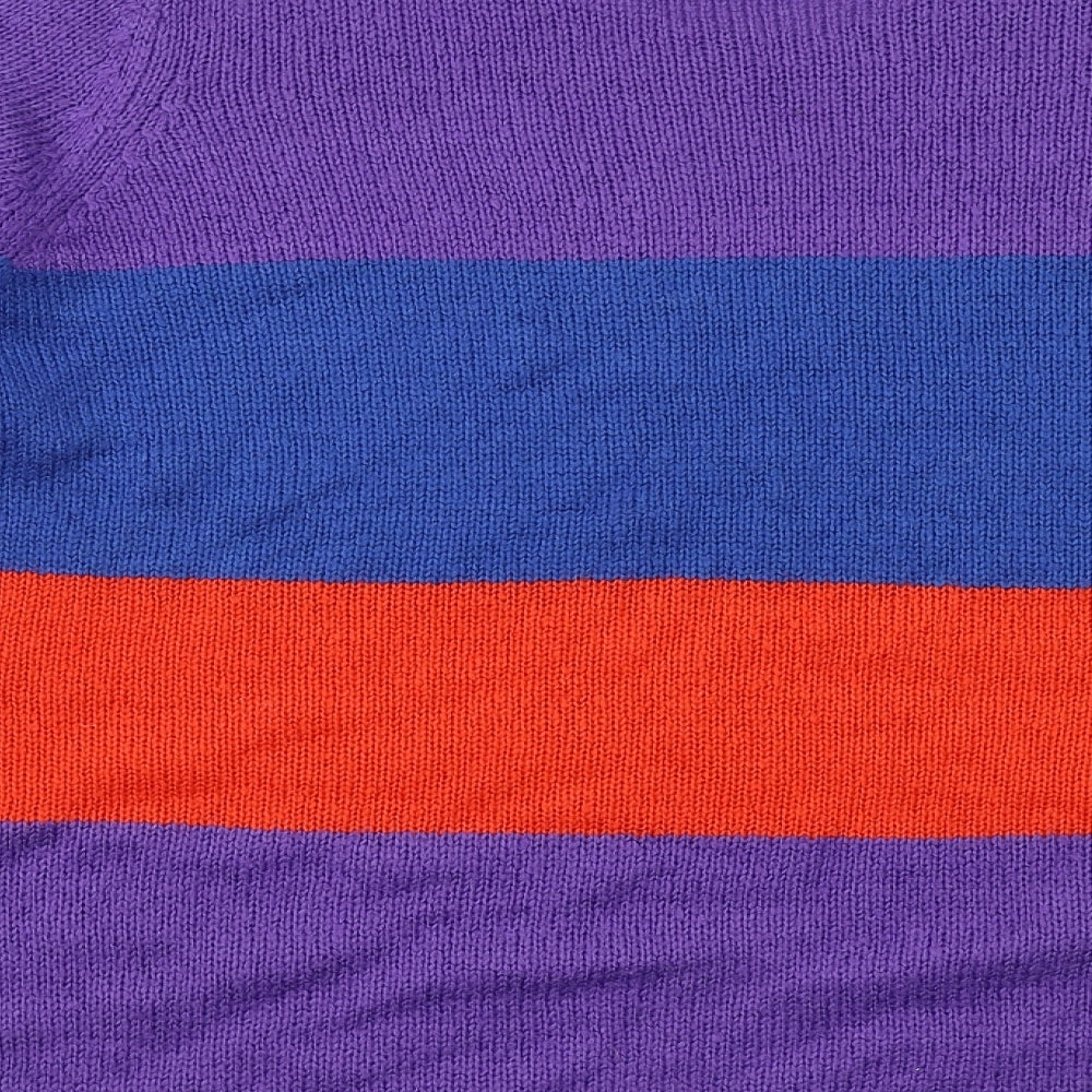 JUNAROSE Womens Multicoloured Round Neck Striped Acrylic Pullover Jumper Size 24