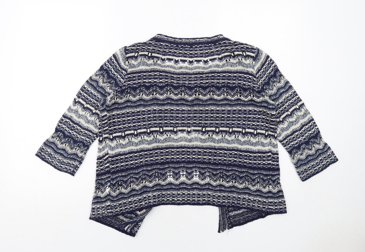 Formula Joyen Womens Blue Round Neck Geometric Rayon Cardigan Jumper Size 14
