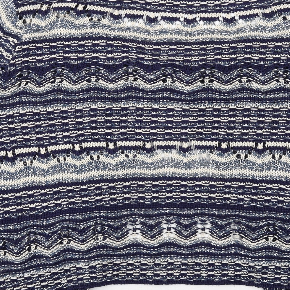 Formula Joyen Womens Blue Round Neck Geometric Rayon Cardigan Jumper Size 14