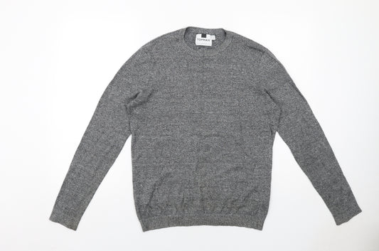 Topman Mens Grey Round Neck Cotton Pullover Jumper Size 2XL Long Sleeve