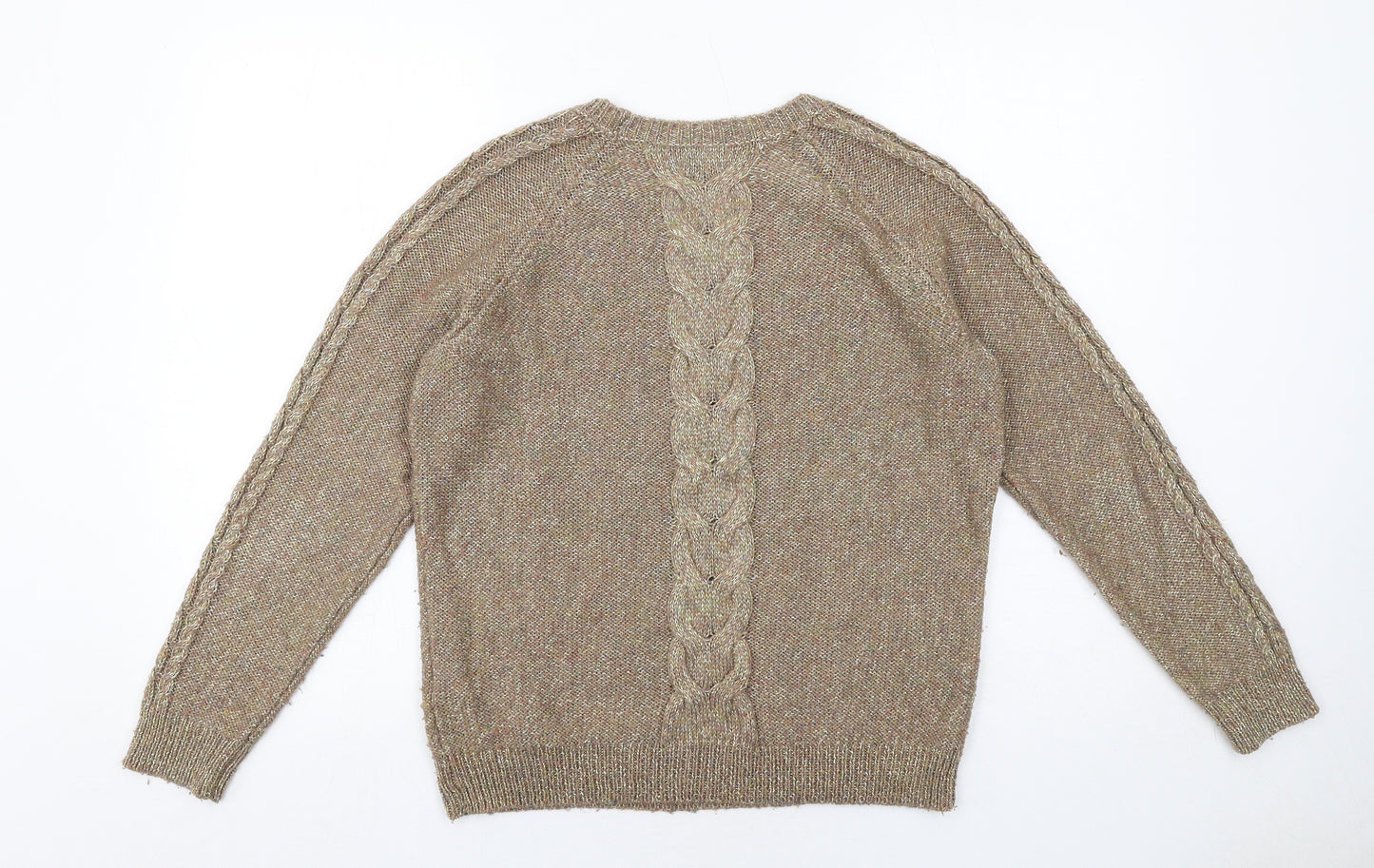 H&M Womens Brown Round Neck Acrylic Pullover Jumper Size L