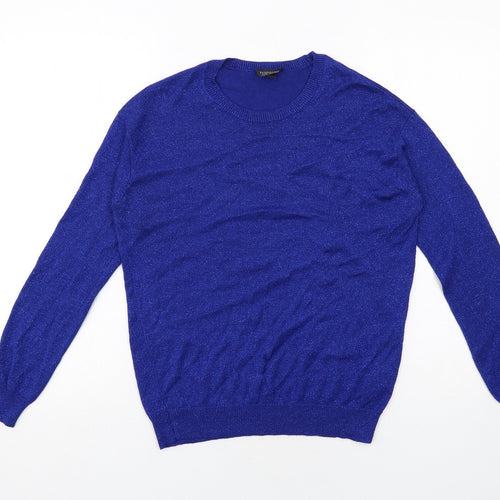 Topshop Womens Blue Round Neck Viscose Pullover Jumper Size 8