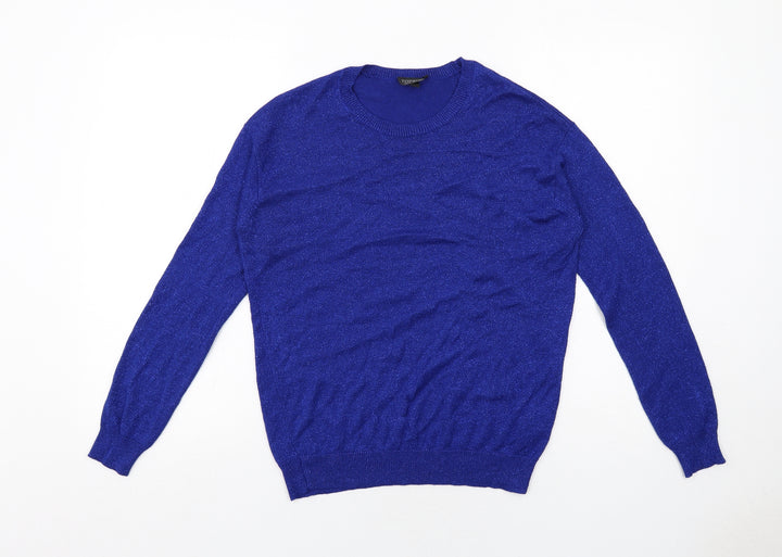 Topshop Womens Blue Round Neck Viscose Pullover Jumper Size 8