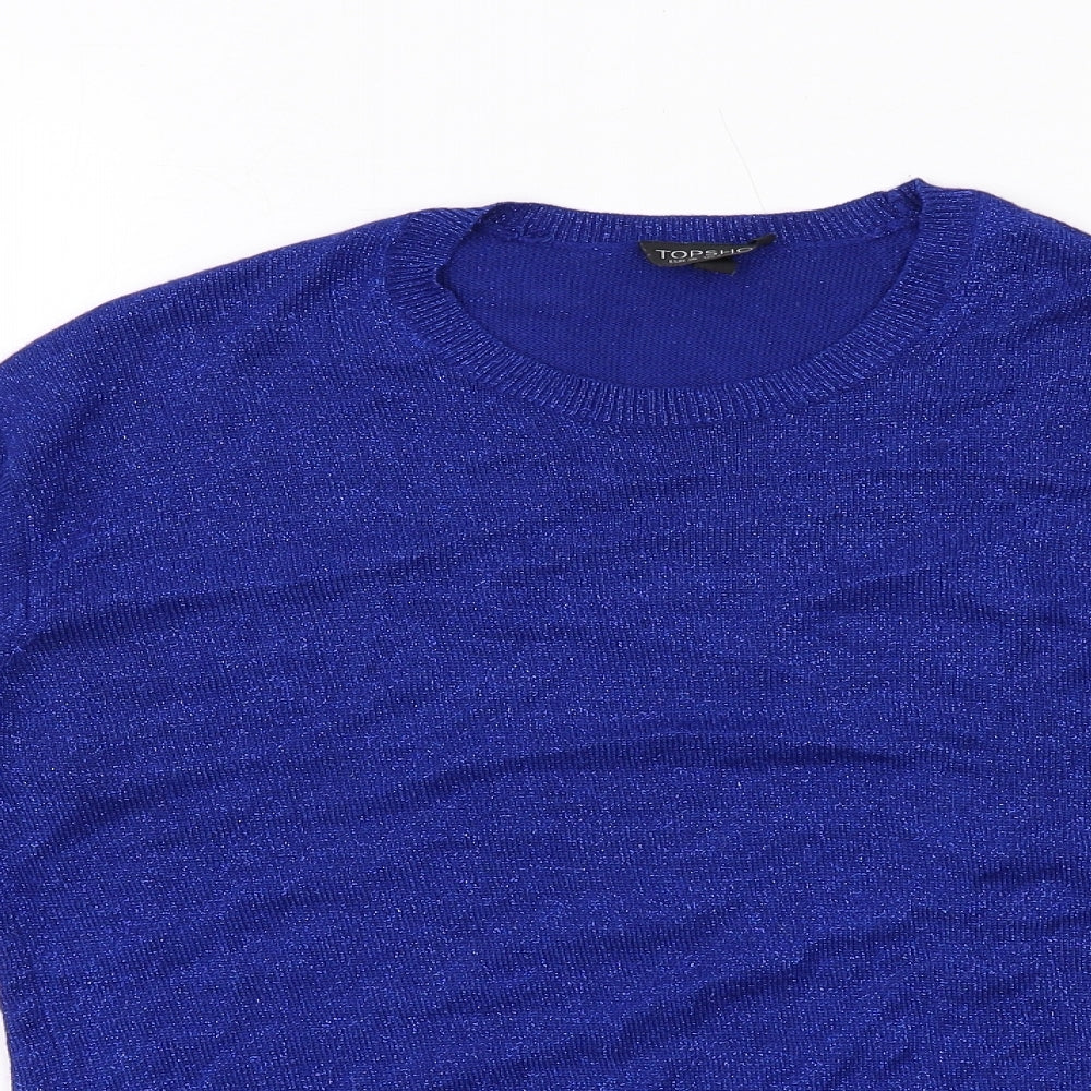 Topshop Womens Blue Round Neck Viscose Pullover Jumper Size 8
