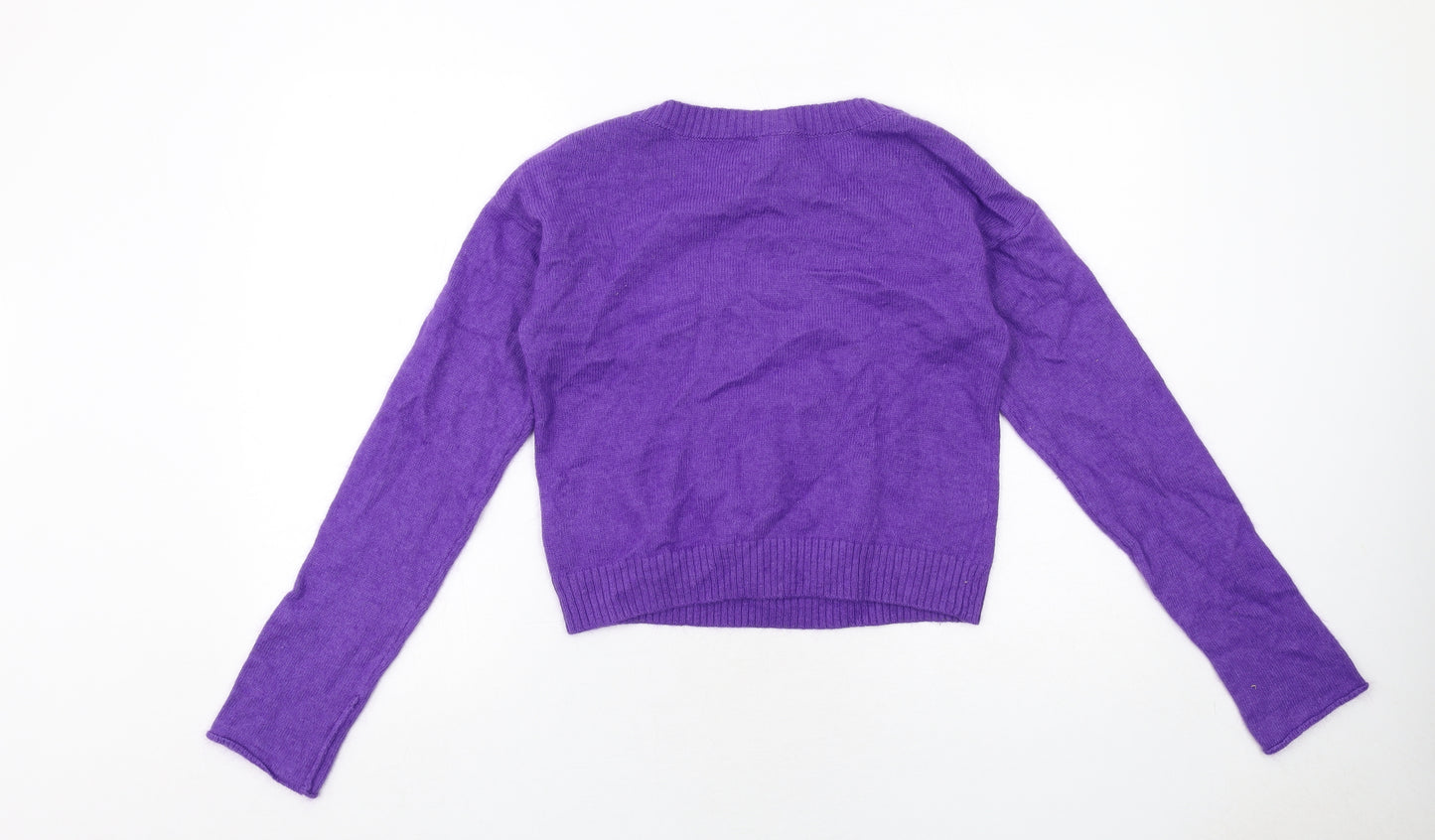 H&M Womens Purple Round Neck Polyamide Pullover Jumper Size 6 - Dollar