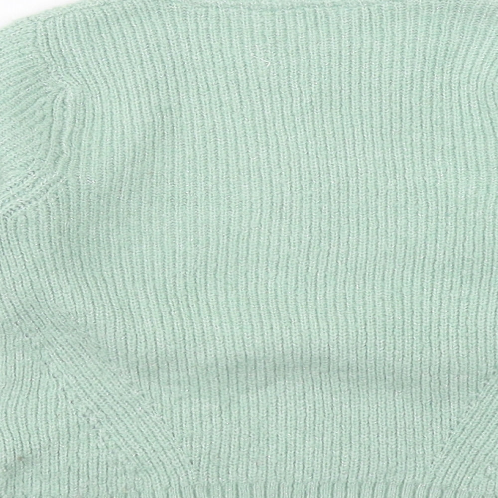 Marks and Spencer Girls Green Crew Neck Polyester Pullover Jumper Size 3-4 Years Pullover - Rainbow
