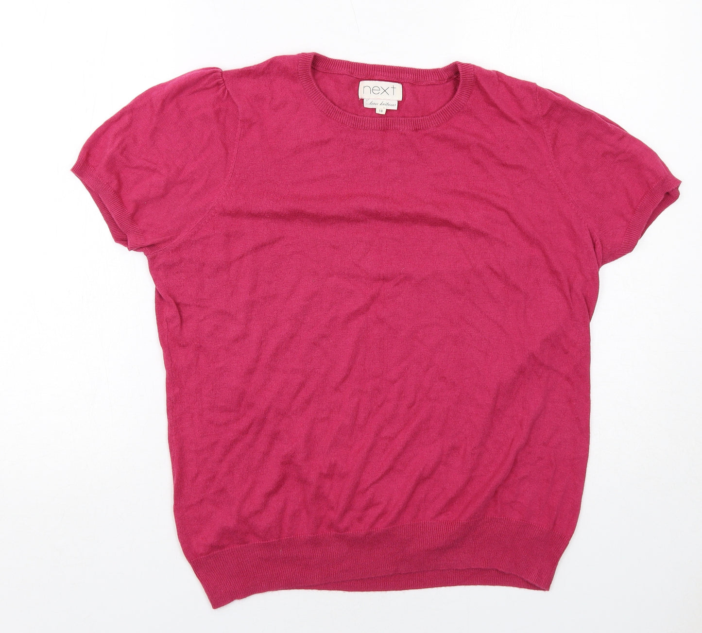 NEXT Womens Orange Cotton Basic Blouse Size 12 Round Neck