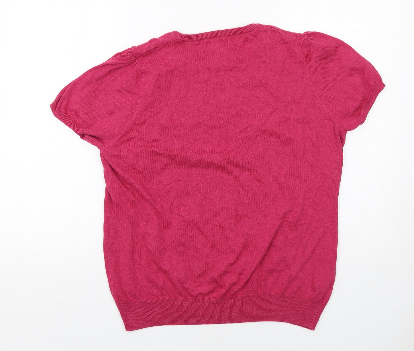 NEXT Womens Orange Cotton Basic Blouse Size 12 Round Neck