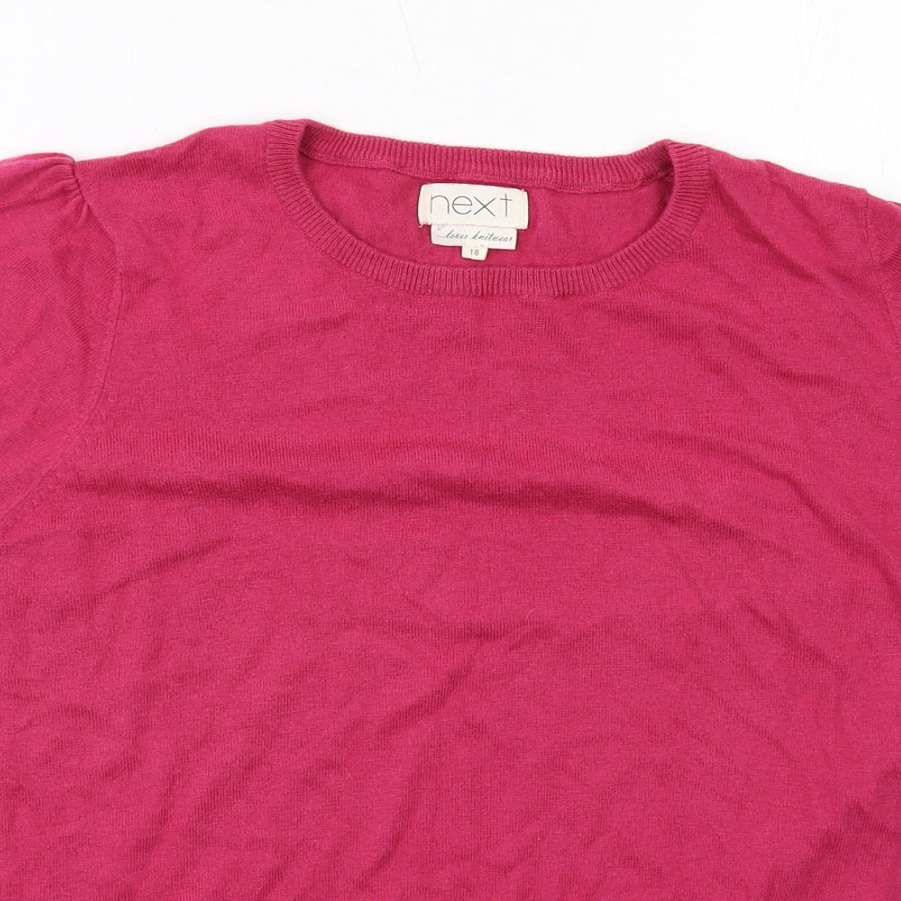 NEXT Womens Orange Cotton Basic Blouse Size 12 Round Neck