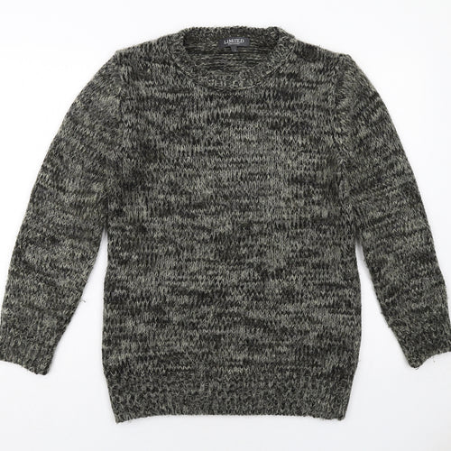 Marks and Spencer Mens Green Round Neck Geometric Acrylic Pullover Jumper Size S Long Sleeve