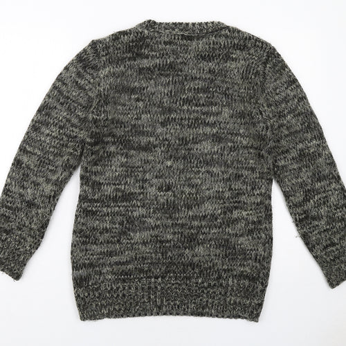 Marks and Spencer Mens Green Round Neck Geometric Acrylic Pullover Jumper Size S Long Sleeve