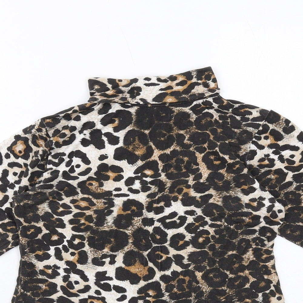 I SAW IT FIRST Womens Brown Animal Print Viscose Bodysuit One-Piece Size 14 Snap