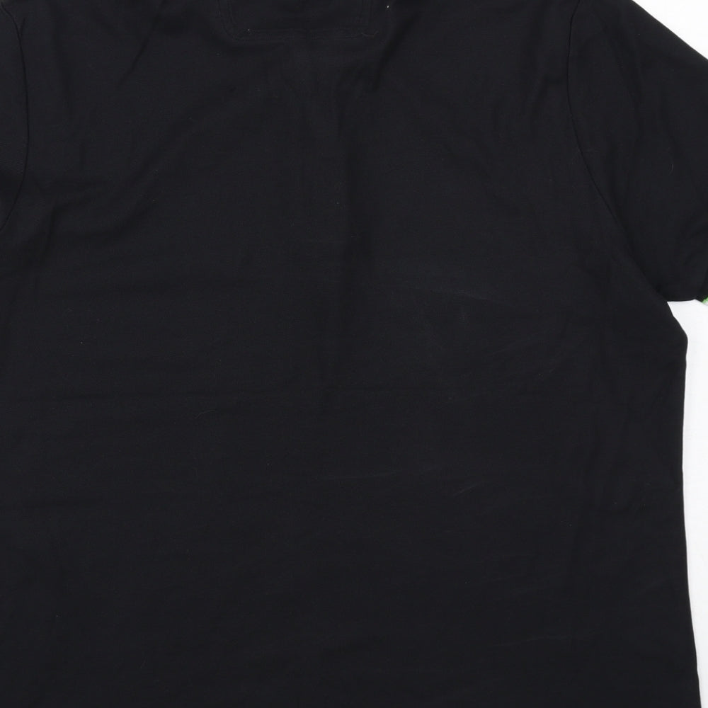 HUGO BOSS Mens Black Cotton Polo Size XL Collared Button
