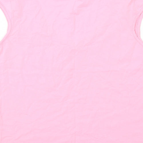Marks and Spencer Womens Pink Cotton Basic Blouse Size 16 V-Neck - Lace Detail