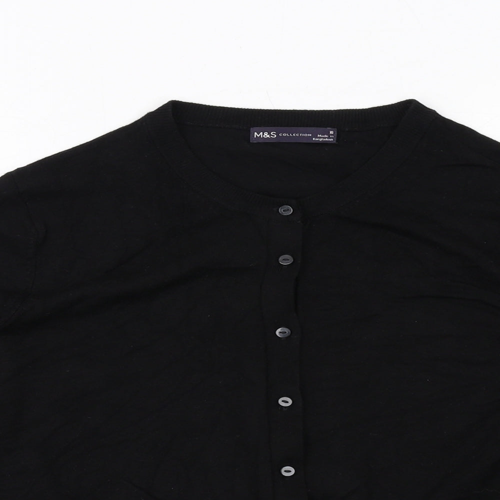 Marks and Spencer Womens Black Round Neck Viscose Cardigan Jumper Size 16