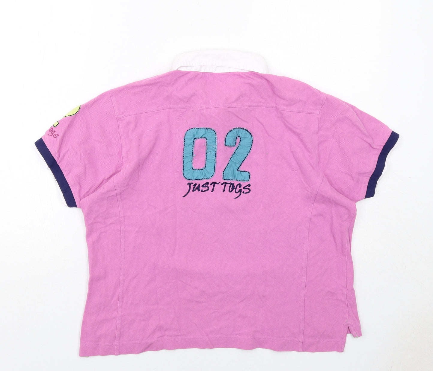 Just Togs Womens Pink Cotton Basic Polo Size 18 Collared