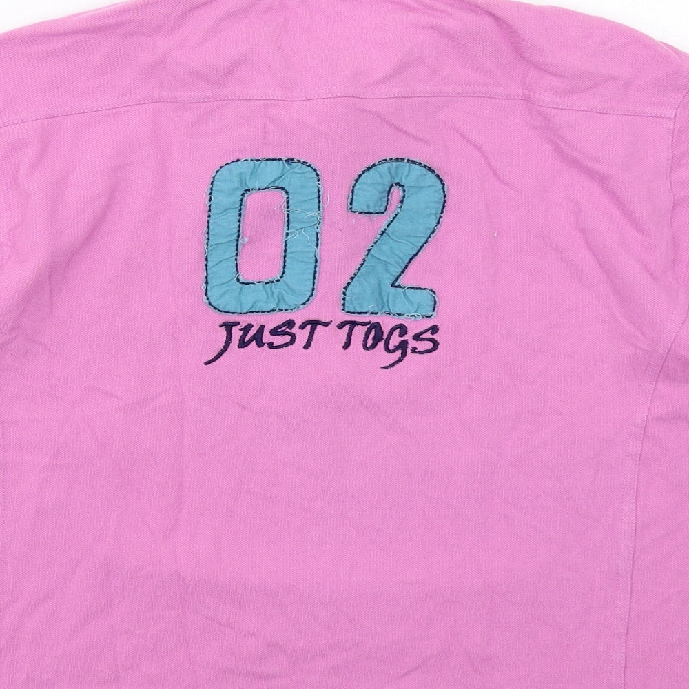 Just Togs Womens Pink Cotton Basic Polo Size 18 Collared