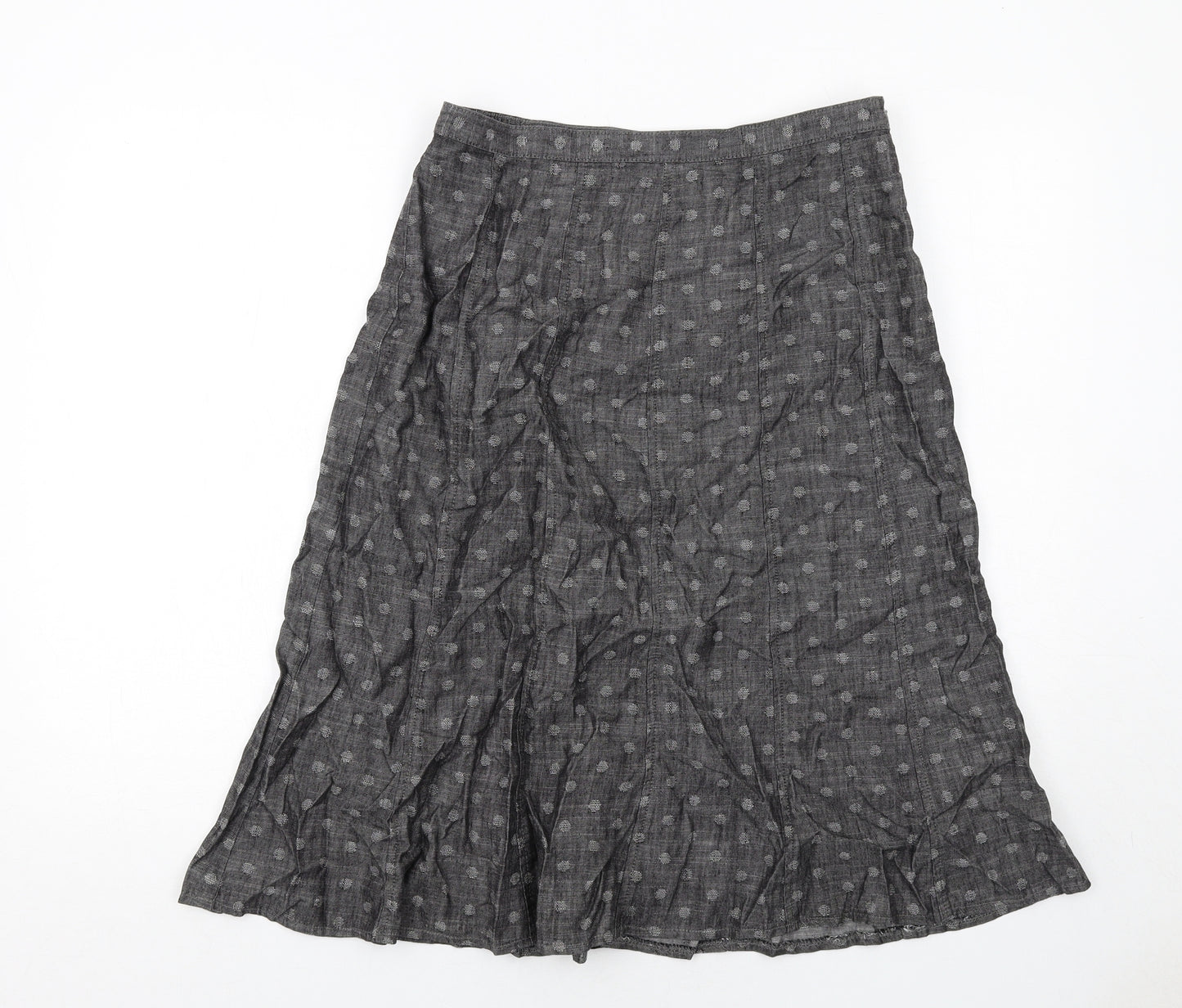 Marks and Spencer Womens Grey Geometric Lyocell Swing Skirt Size 12 Zip