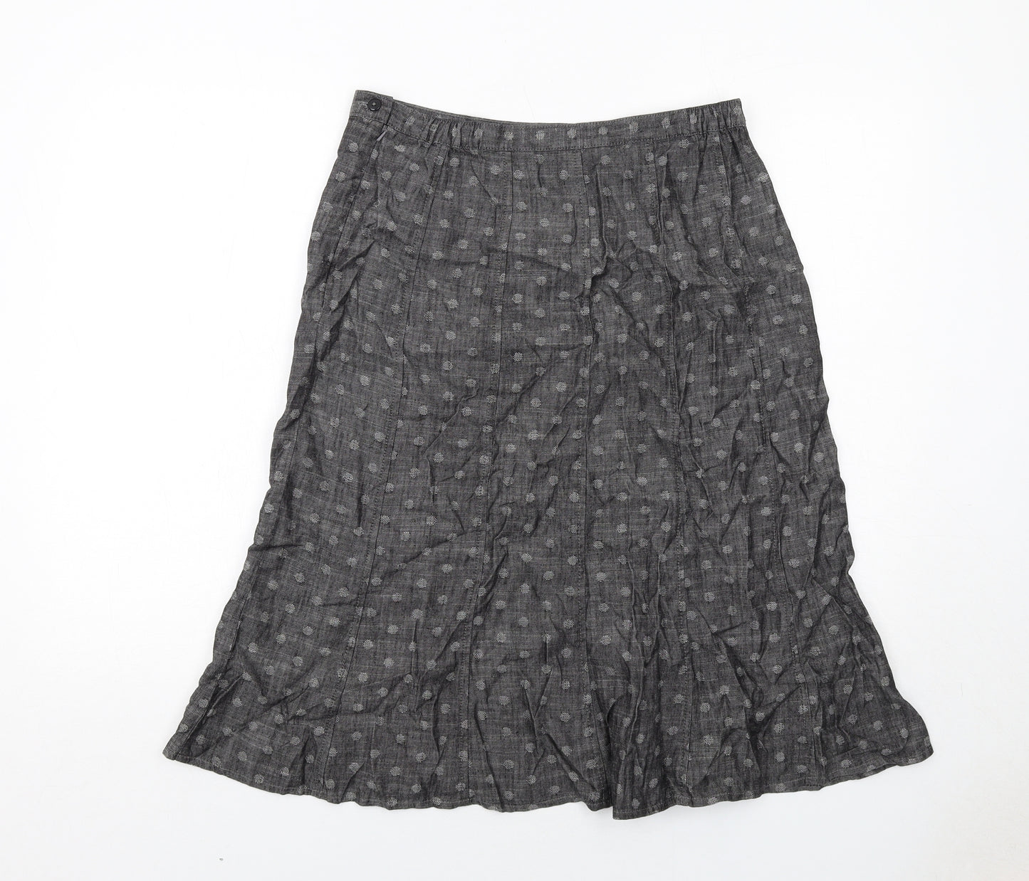 Marks and Spencer Womens Grey Geometric Lyocell Swing Skirt Size 12 Zip