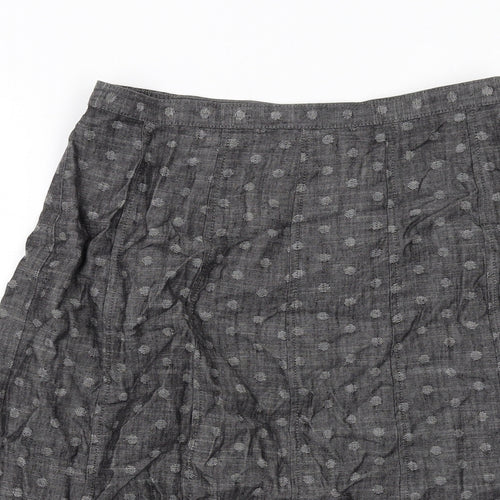 Marks and Spencer Womens Grey Geometric Lyocell Swing Skirt Size 12 Zip