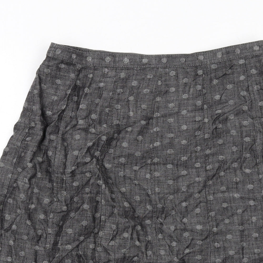 Marks and Spencer Womens Grey Geometric Lyocell Swing Skirt Size 12 Zip