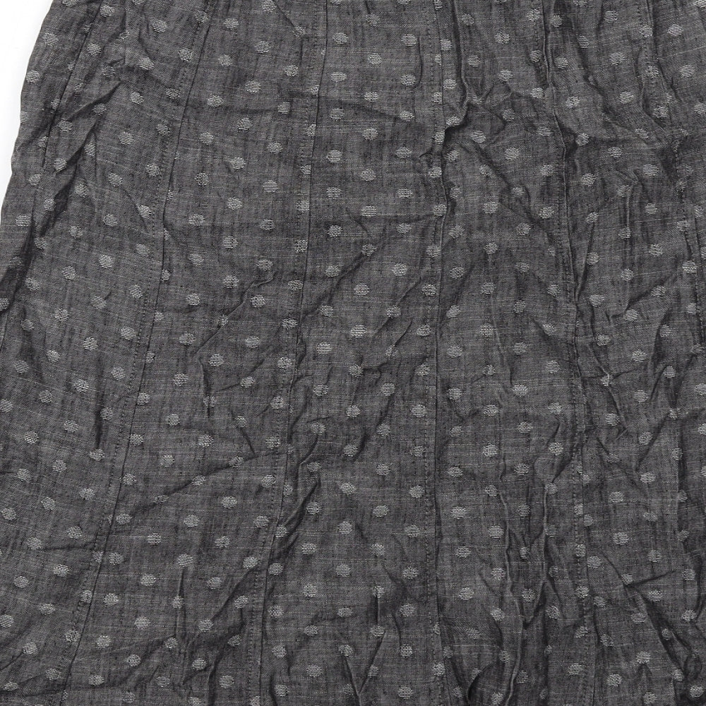 Marks and Spencer Womens Grey Geometric Lyocell Swing Skirt Size 12 Zip