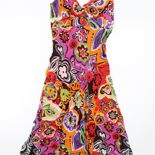 Michel Bustos Womens Multicoloured Geometric Polyester A-Line Size 14 V-Neck Pullover