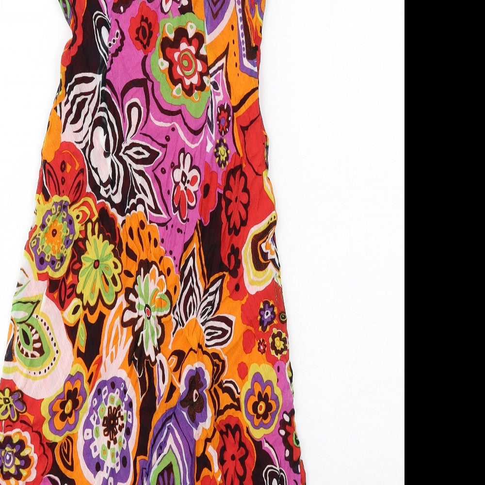 Michel Bustos Womens Multicoloured Geometric Polyester A-Line Size 14 V-Neck Pullover