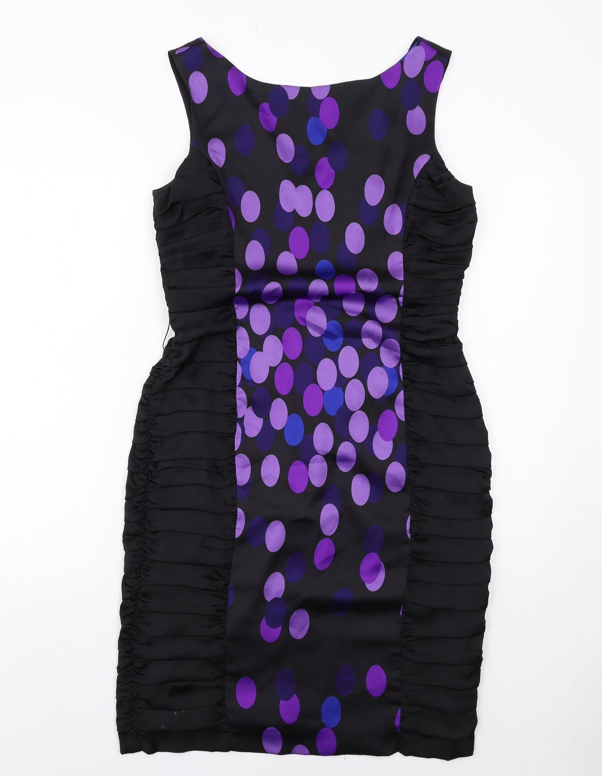 Coast Womens Black Geometric Polyester Shift Size 12 Round Neck Zip