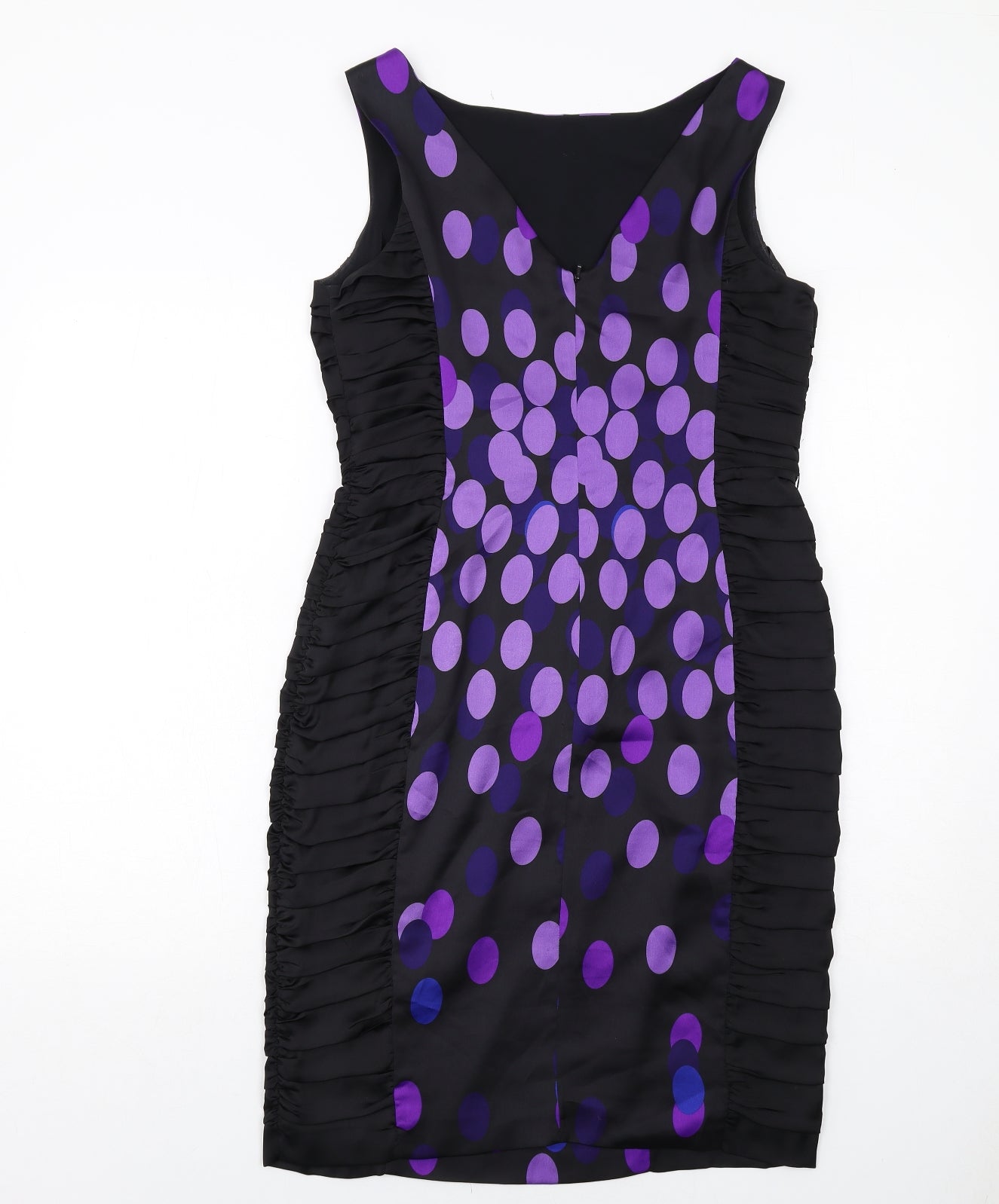 Coast Womens Black Geometric Polyester Shift Size 12 Round Neck Zip