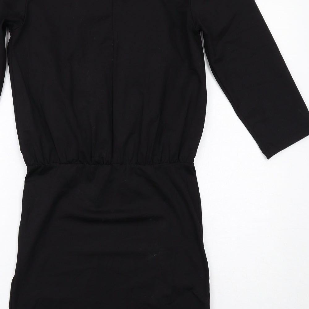 Moss Copenhagen Womens Black Polyamide Shift Size M Round Neck Zip