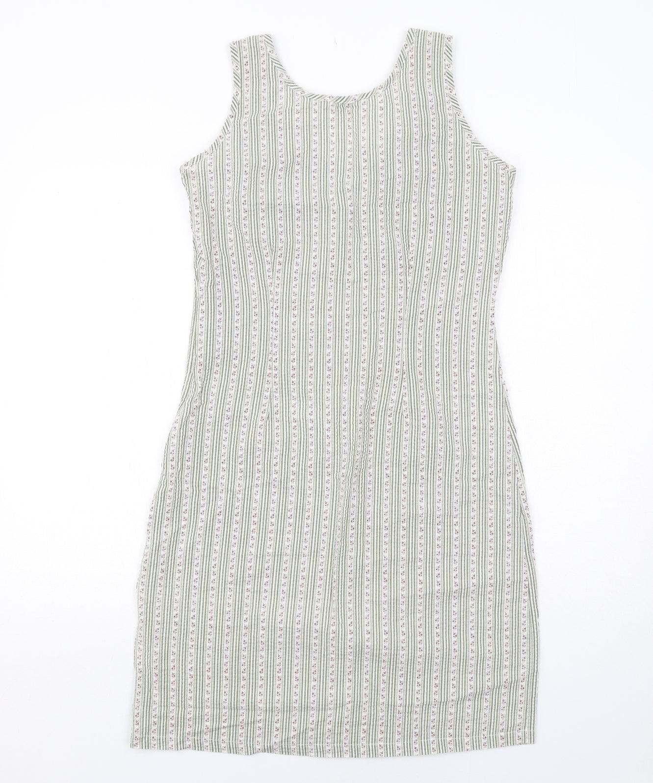 NEXT Womens Green Geometric Polyester Shift Size 10 Round Neck Zip