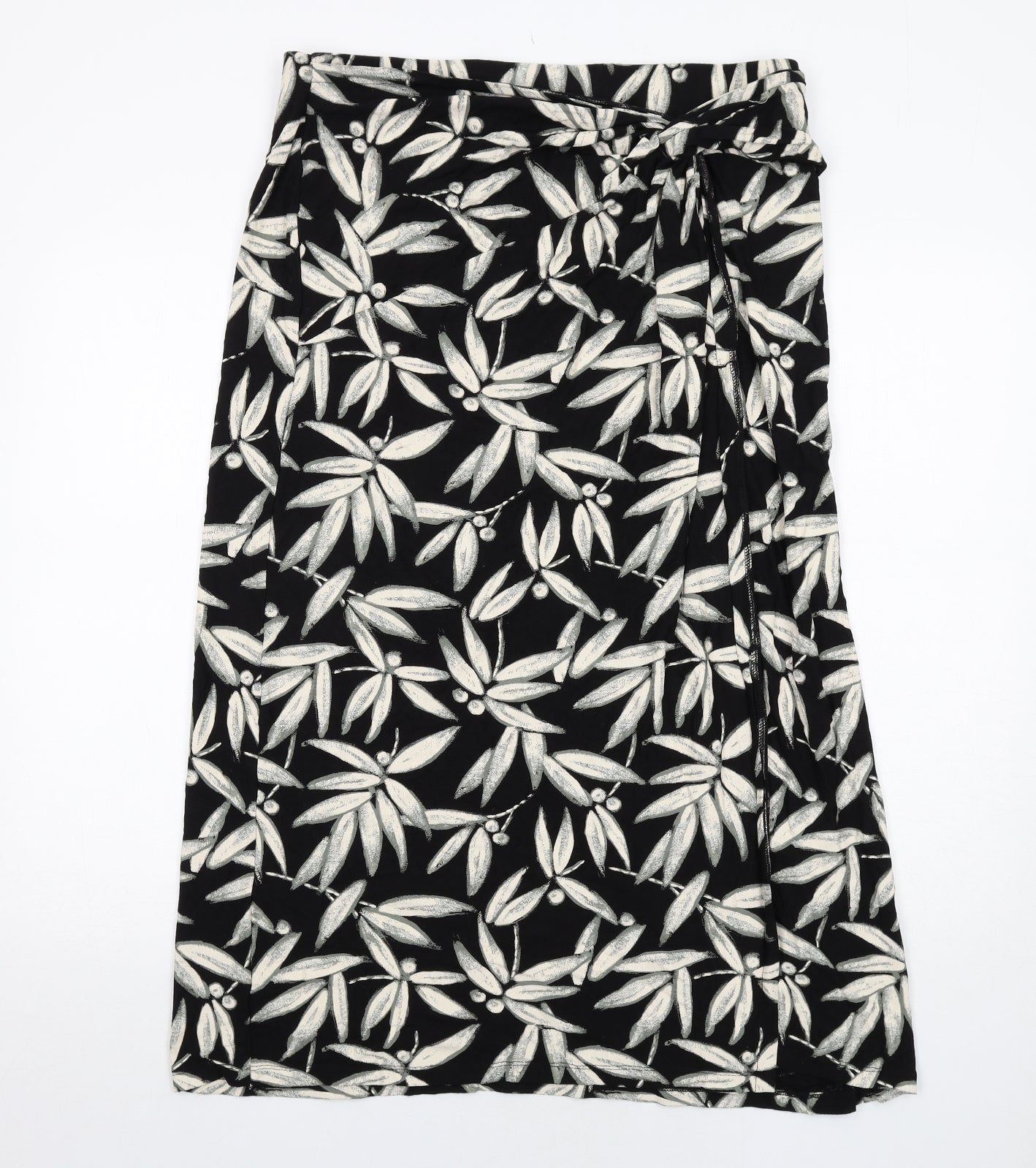NEXT Womens Black Floral Viscose Wrap Skirt Size 20 Tie