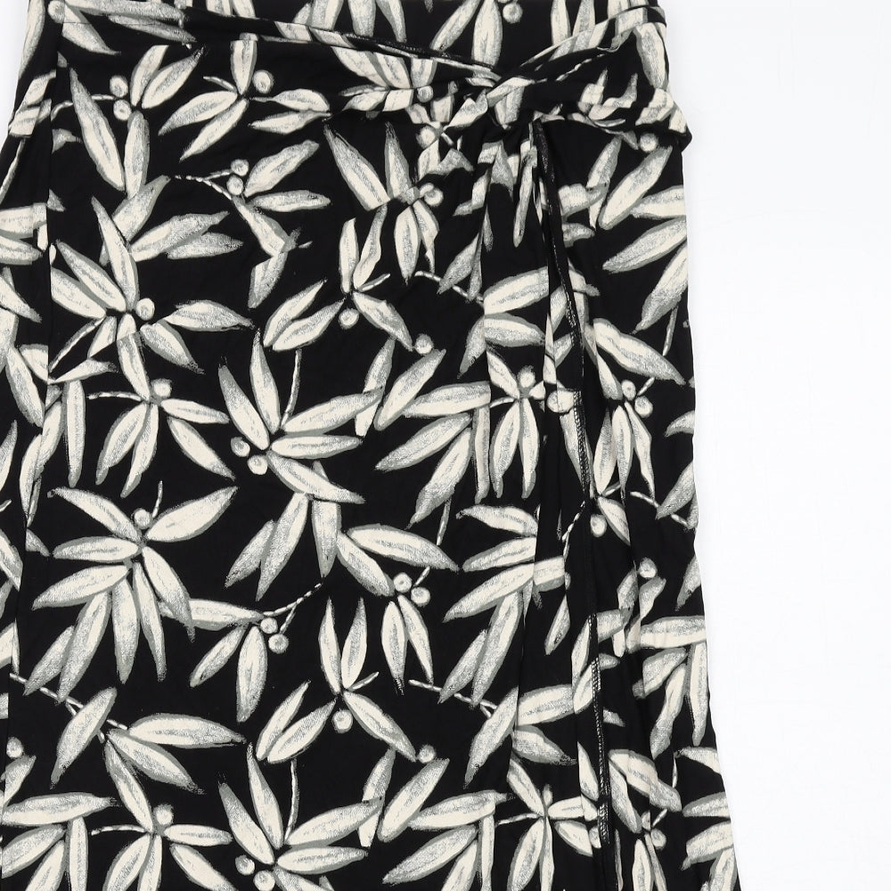NEXT Womens Black Floral Viscose Wrap Skirt Size 20 Tie