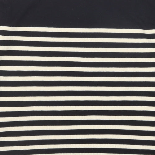 H&M Womens Black Boat Neck Striped Acrylic Pullover Jumper Size XS